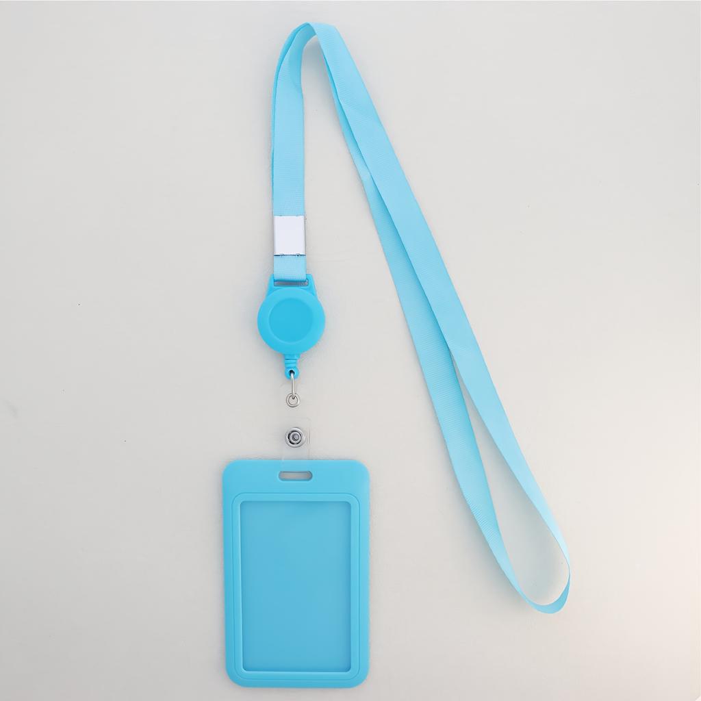 Pure Color Retractable Badge Reel Retractable Teacher Lanyard with Name Card Badge Holder Neck Strap Keychian Accessories Gift