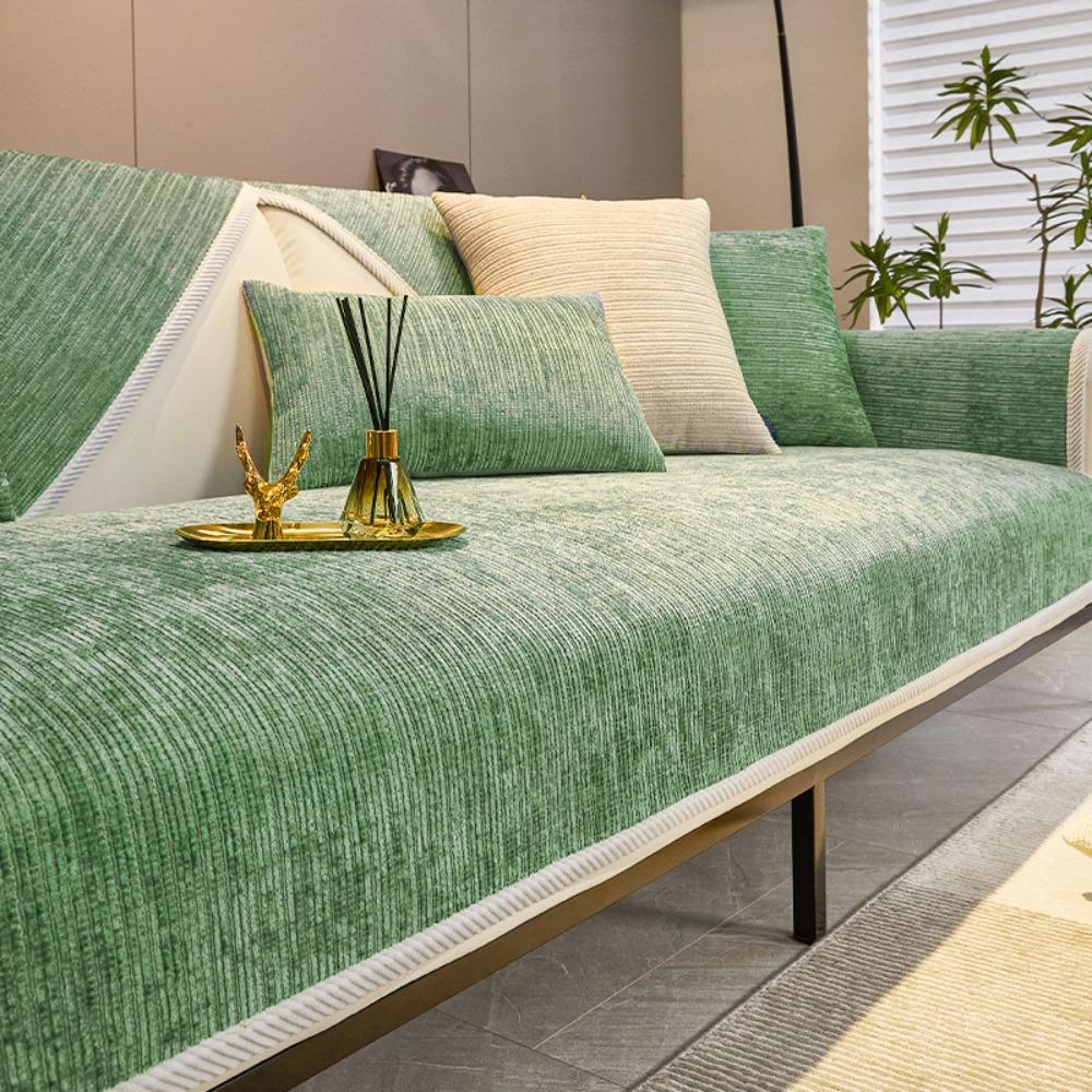 Chenille Fabric Sofa Covers Full Coverage Universal Fit All Season Simple Design Cushion Protector for Living Room
