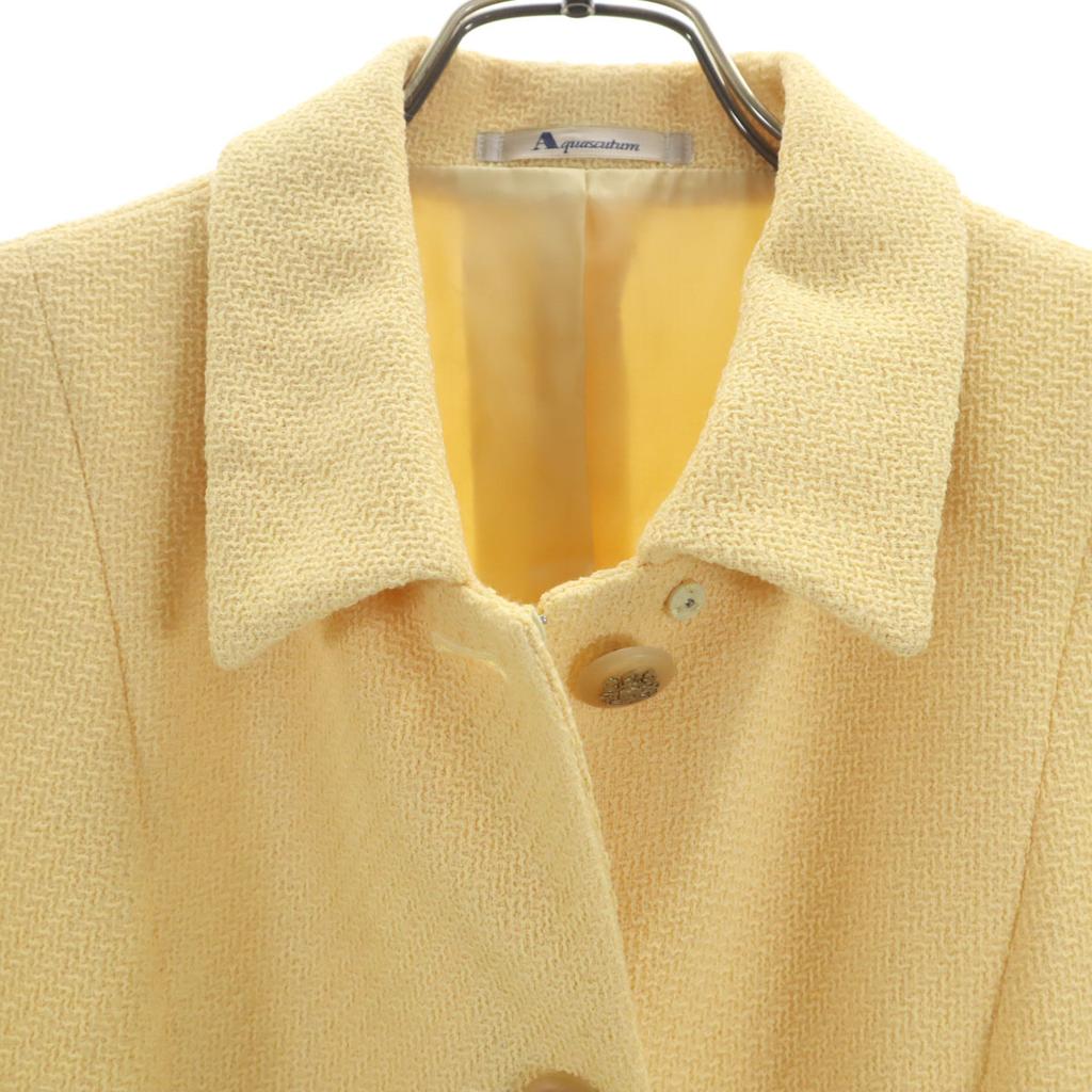 Aquascutum Wool Blend Made In Japan Skirt Suit Setup 9 Yellow Women Used