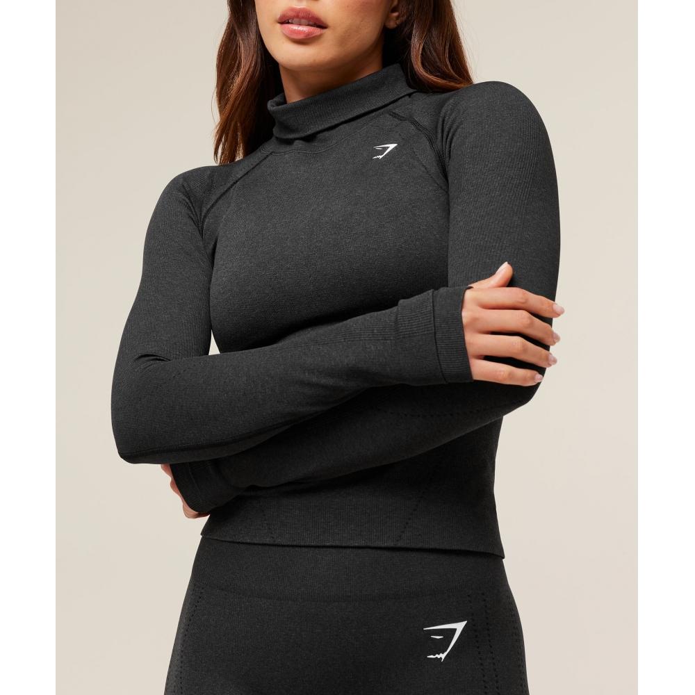 Gymshark Vital Warm Long Sleeve Top Black Marl B4c5t Bbf3