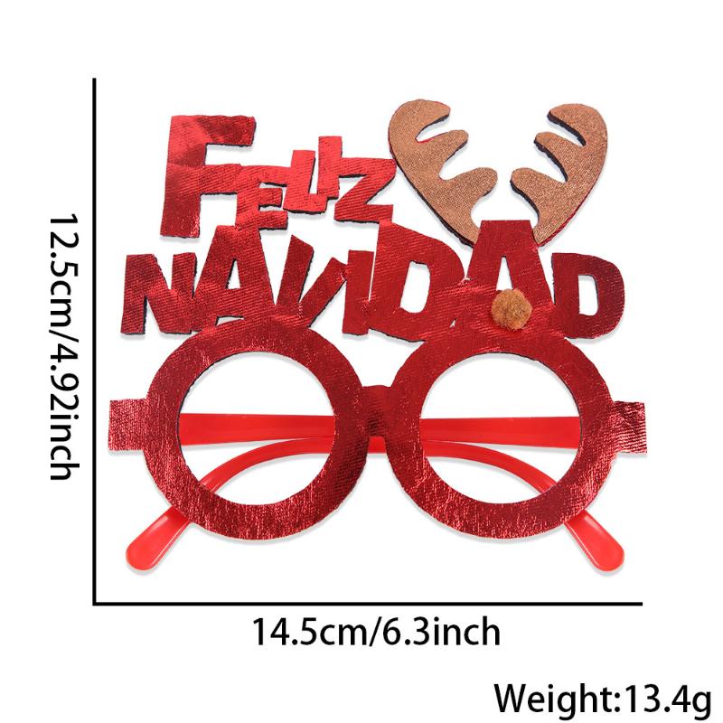 2026 Christmas Glasses Gold-Foil Cloth Snowflake Star New Year Photo Props For Party Decor