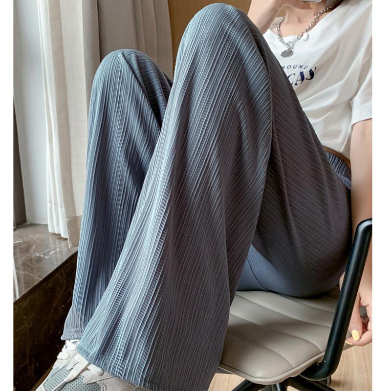 Damenhose mit weitem Bein, lockere, gerade geschnittene Freizeithose, dünne Hose