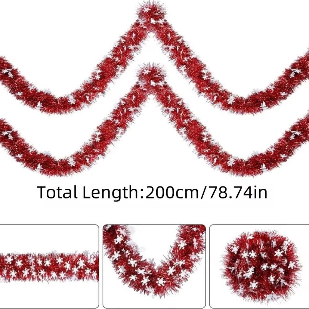 Metallic Christmas Snowflake Tinsel Garland for Christmas Tree Decoration