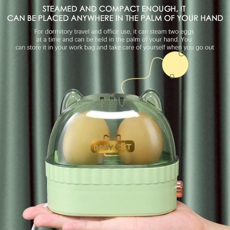 Automatic Power Off Egg Cooker Cute Cat Shaped Electric Egg Steamer Boiler BPA Free for Dorm Student Breakfast Prep