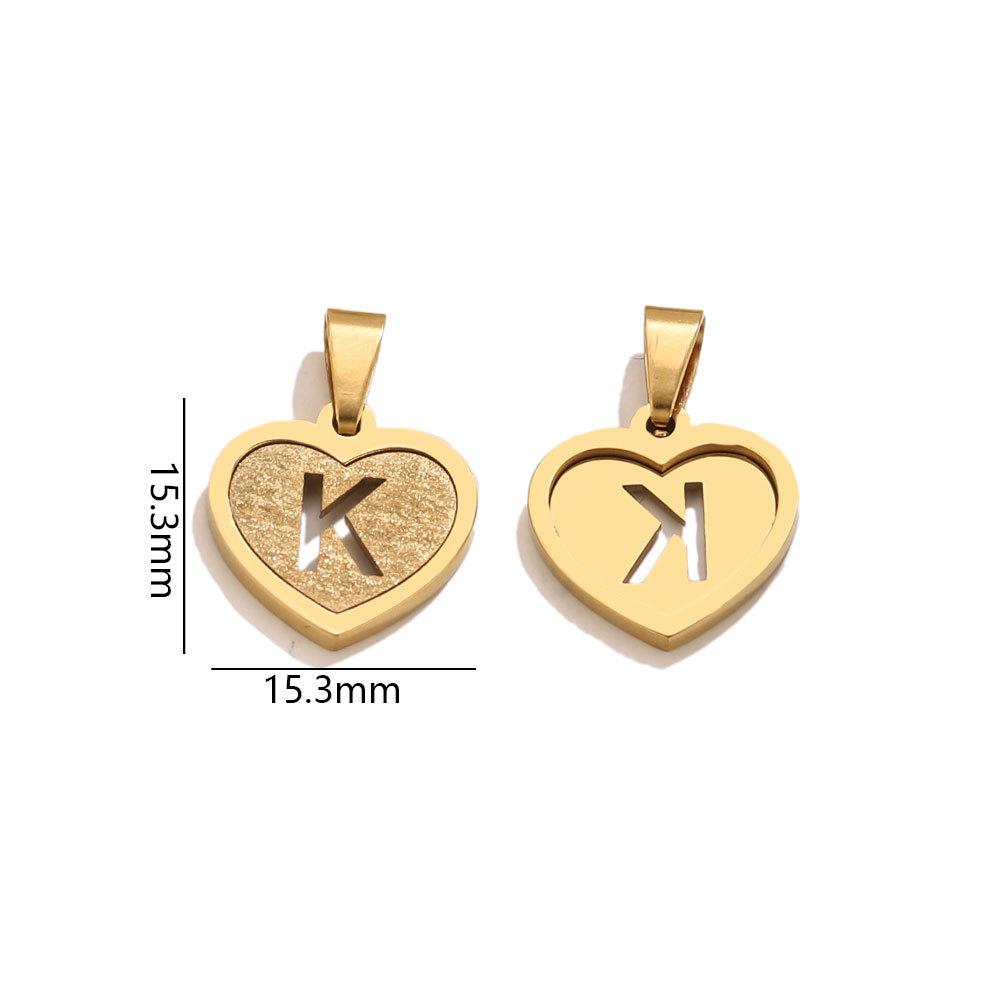 5Pcs/Bag Stainless Steel Gold-plated Heart Letter Pendant DIY Accessory Fashionable Versatile Letter Necklace Pendant