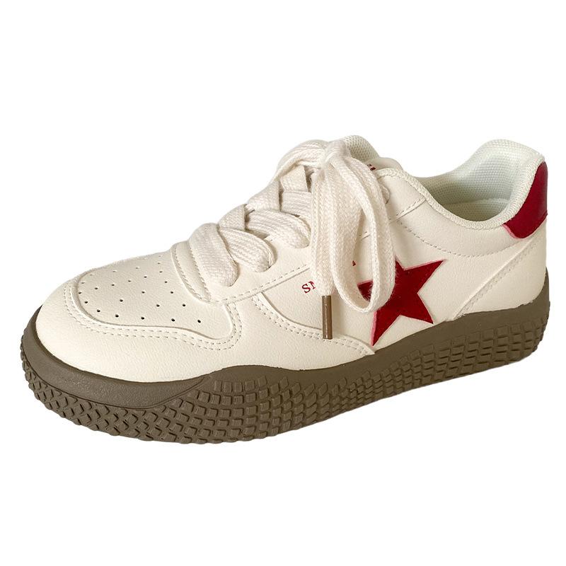 

H1366 star design popular little white shoes women s board shoes 2024 autumn new niche ins trendy casual shoes 40 бежевий