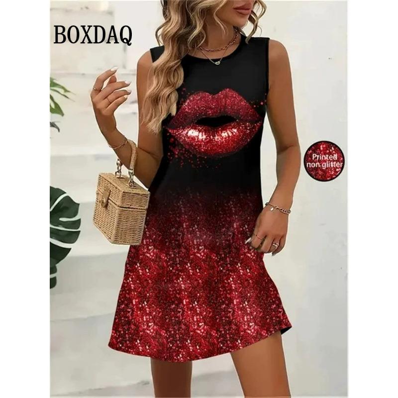Summer Fashion Cat Pattern 3D Print Dresses Women Casual Sleeveless Flowers Beach Short Dress Sundress Loose Female Vest Dresses