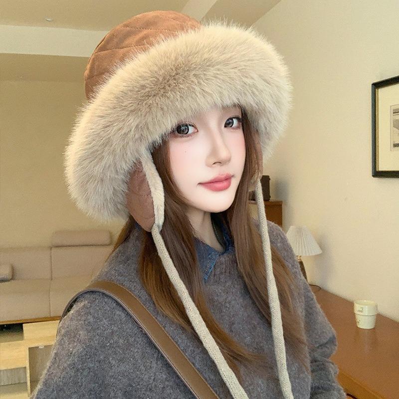 Women S Plush Earmuff Fisherman Hat Warm Windproof Winter Hat