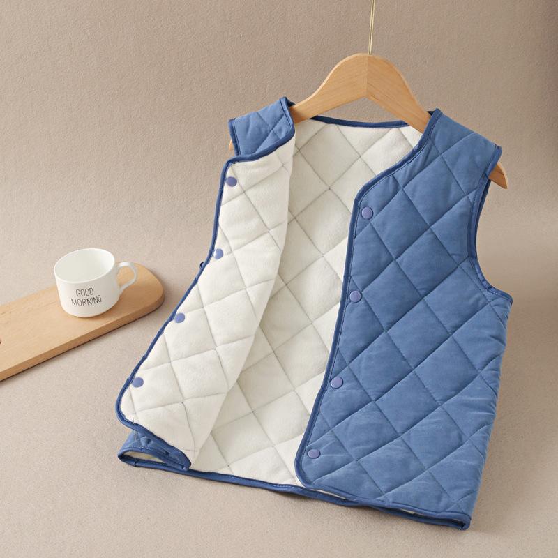 Kids Thickened Warm Padded Sleeveless Cardigan Vest For Boys And Girls