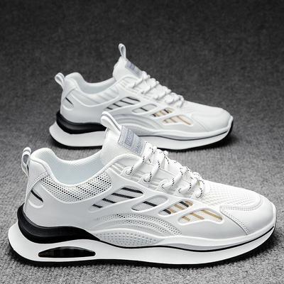 Herrenschuhe Sommer neue atmungsaktive Mesh-Schuhe Herren vielseitige kleine weiße Schuhe Plateau Sportliche Freizeit Laufschuhe