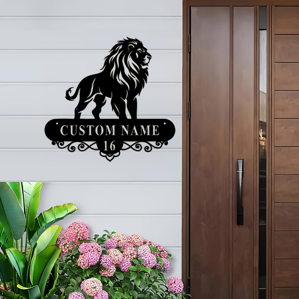 Vintage Metal Lion Wall Sign Custom House Number Farmhouse Kitchen Decor Unique Gift