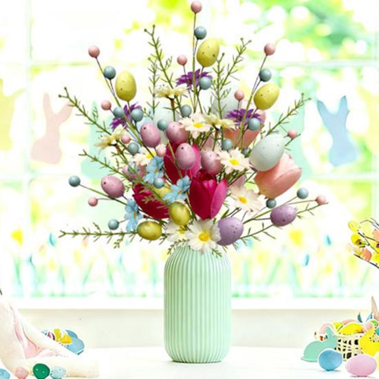 Yousheng Osterei Stiel Frühling Floral Beeren Picks Künstliche Zweigäste mit Pastelleiern Beeren Wildblumen für Blumenarrangements Tisch