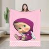 Warm BlanketKids Camping M-Mashas and B-Bears  Throw Blanket  Flannel Bedspread For Bedroom Graphic Sofa Bed Cover