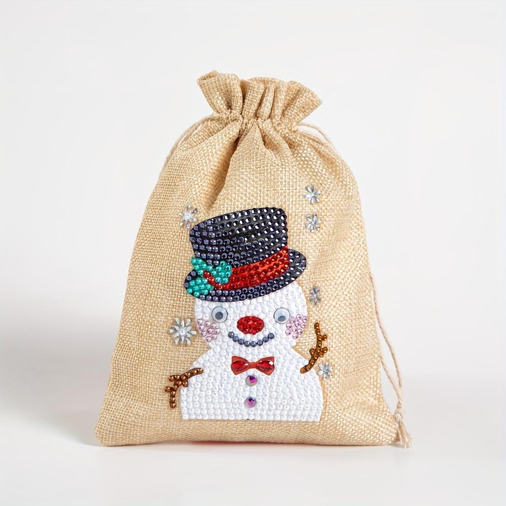 Weihnachtsleinen 5D Diamantmalerei Überraschungstüte (1 Satz) - DIY Geschenk- & Süßigkeitstüte, handgefertigt mit selbst aufgebrachten Einzeldiamanten