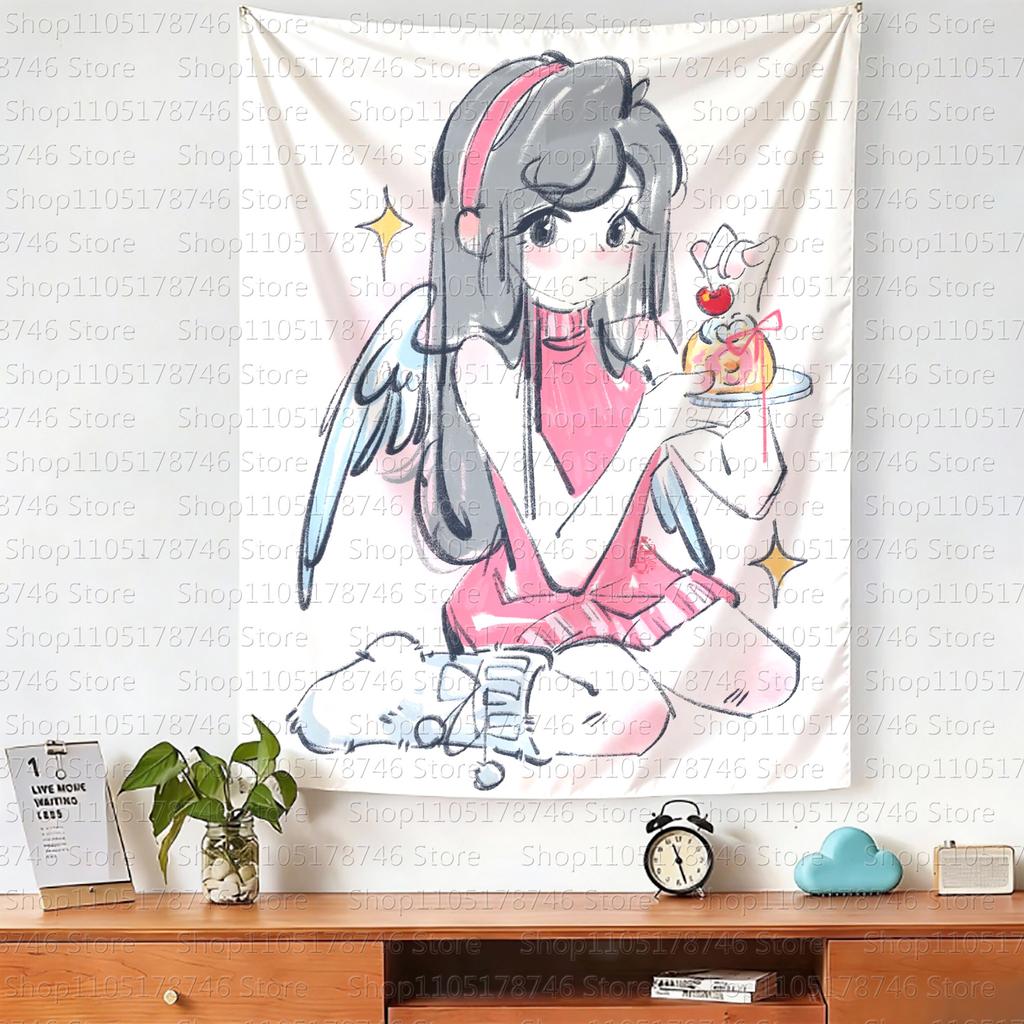 Kawaii Original Home Decor Wall Hanging Tapestry Anime Girl Tapestry Wall Bedroom Background Cute Fashion Tapestries