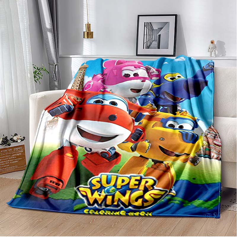 Cartoon Anime Super Wings Throws Blanket for Bedding Picnic Kid Super Soft Cute kawai high quality Flannel Blanket birthday gift