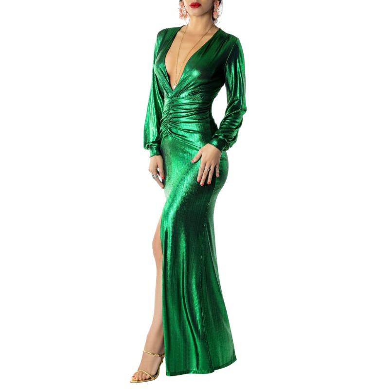 Robe de soirée moulante et sexy de couleur unie pour femme