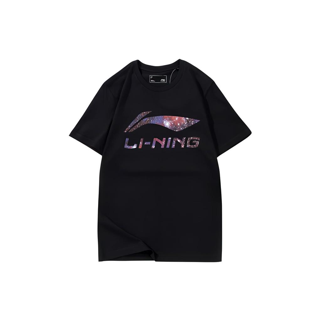 Li-Ning Starry Sky Letter Logo Crew Neck T-Shirt Unisex Tops Black AHSS971-1