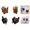 Handcrafts Wooden Cats Figurine with Unique Eyes Carved Kitten Miniature Ornament for Home Decors and Art Collectors