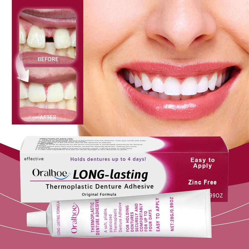 Oralhoe Haftcreme für Prothesen 28g 24-Stunden sicherer Halt + Komfortabel und unsichtbar! Geeignet für Voll-/Teilprothesen