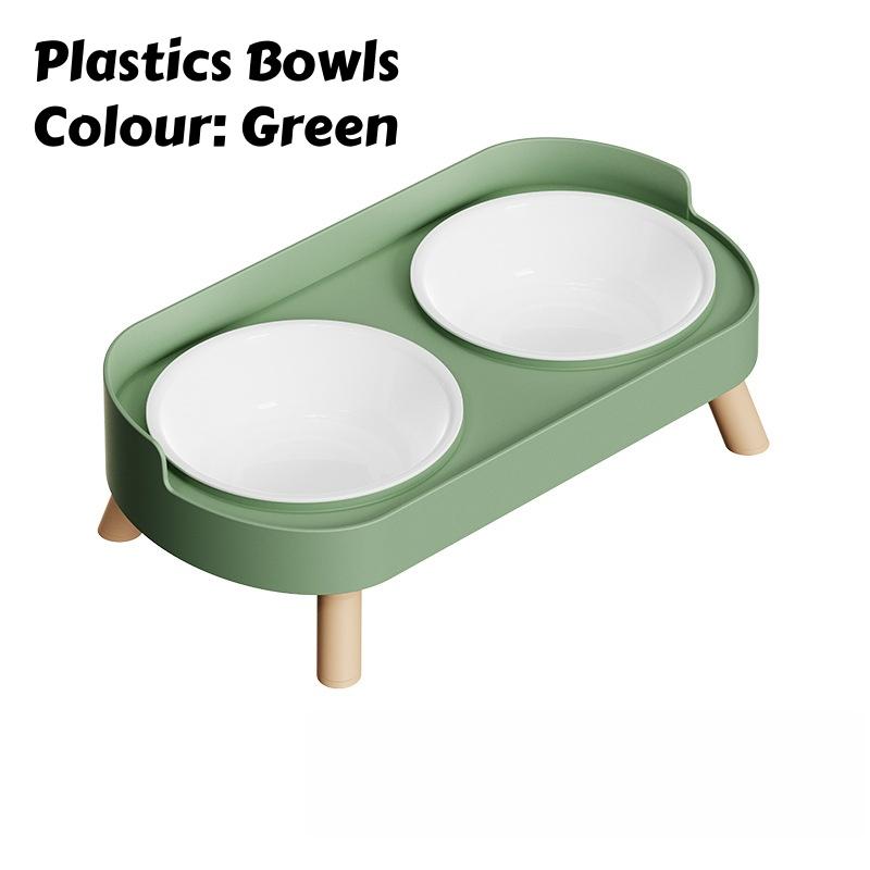 

Elevated Cat Double Bowls Set: Height Leg for Neck Health & Whisker Relief - Stainless Steel Anti-Spill Dish with Non-Skid Base 1 set