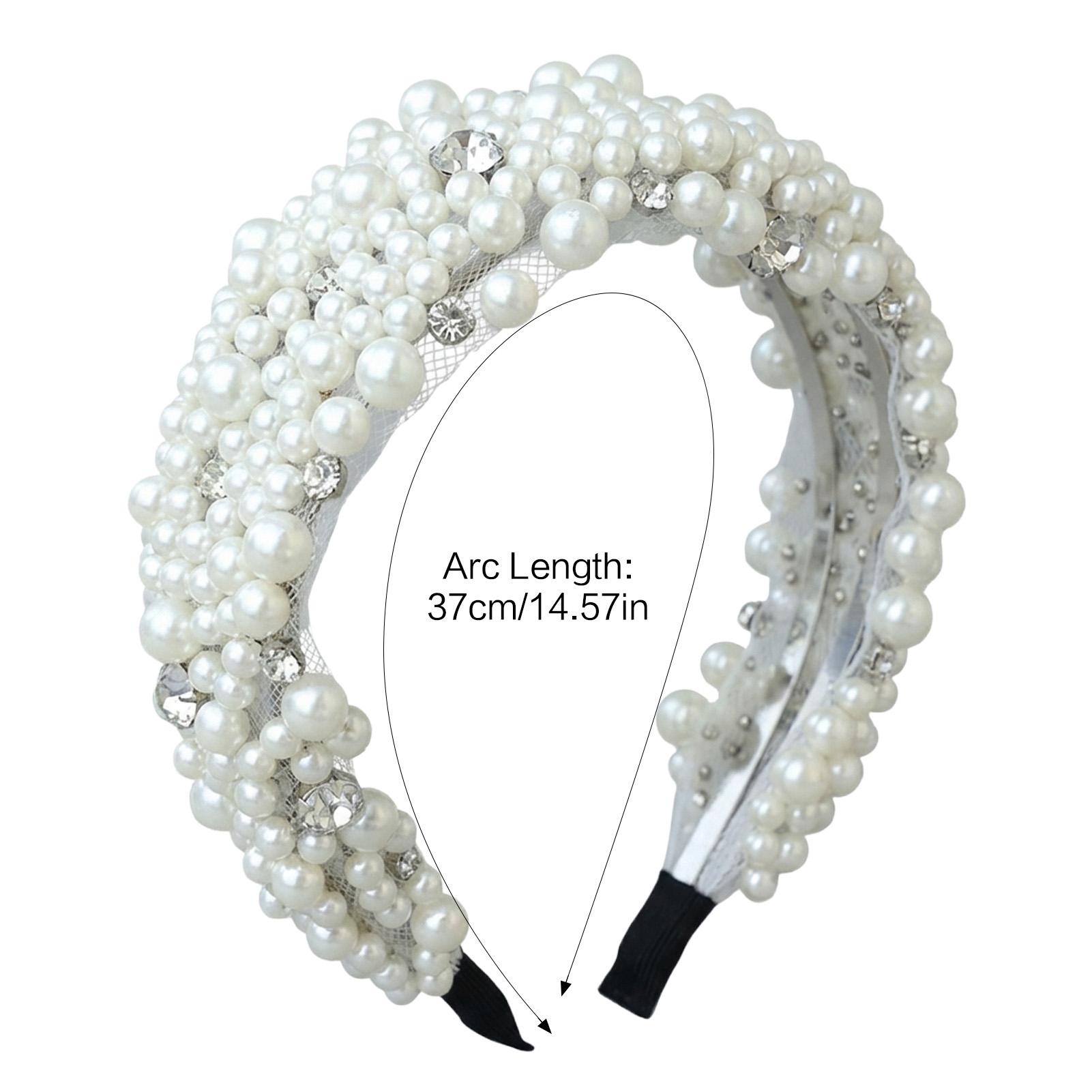 Bridal Pearl Headband Multi Row Pearl Hairpiece Handmade Rhinestone Headdress Wedding Hair Accessories Women Jewelry Headdress