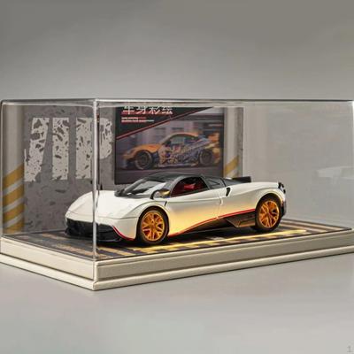 1/24 Měřítko Odlévaný Model Auta Vitrína Stolní Dekorace se Světlem Scéna Parkoviště pro