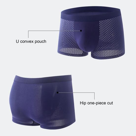 1/4 ks Pánské boxerky s vypouklým pouzdrem Tenké bezešvé duté síťované spodní prádlo se středním pasem a vysokou elasticitou v jednobarevném provedení odvádějící vlhkost Denní sportovní spodní prádlo