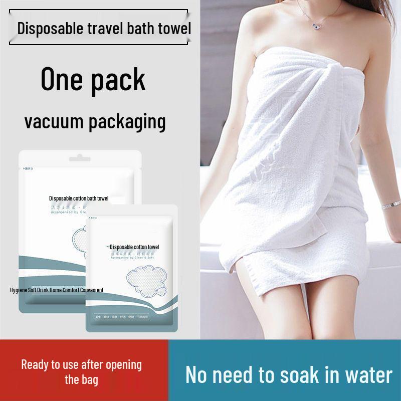 Individually Packaged Compressed Pure Cotton Bath Towel for Travel - Thick & Large