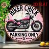Vintage Pink Motorcycle Round Metal Sign Retro Biker Garage Wall Decor Men Cave Parking Ornament
