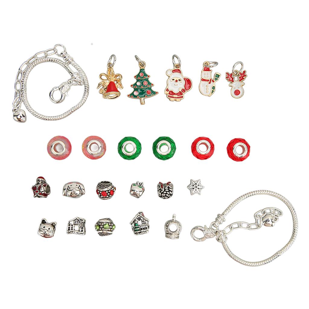 Weihnachts-Countdown-Armband Blind Box 22 Perlen 2 Ketten DIY Schmuckherstellungs-Set Geschenk für Kinder
