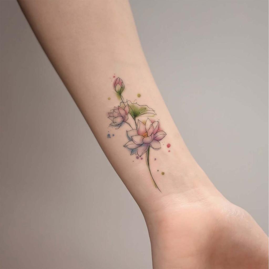 Farbe Dopamin Hochwertig Lotus Tattoo Aufkleber Schöner Arm Schlüsselbein