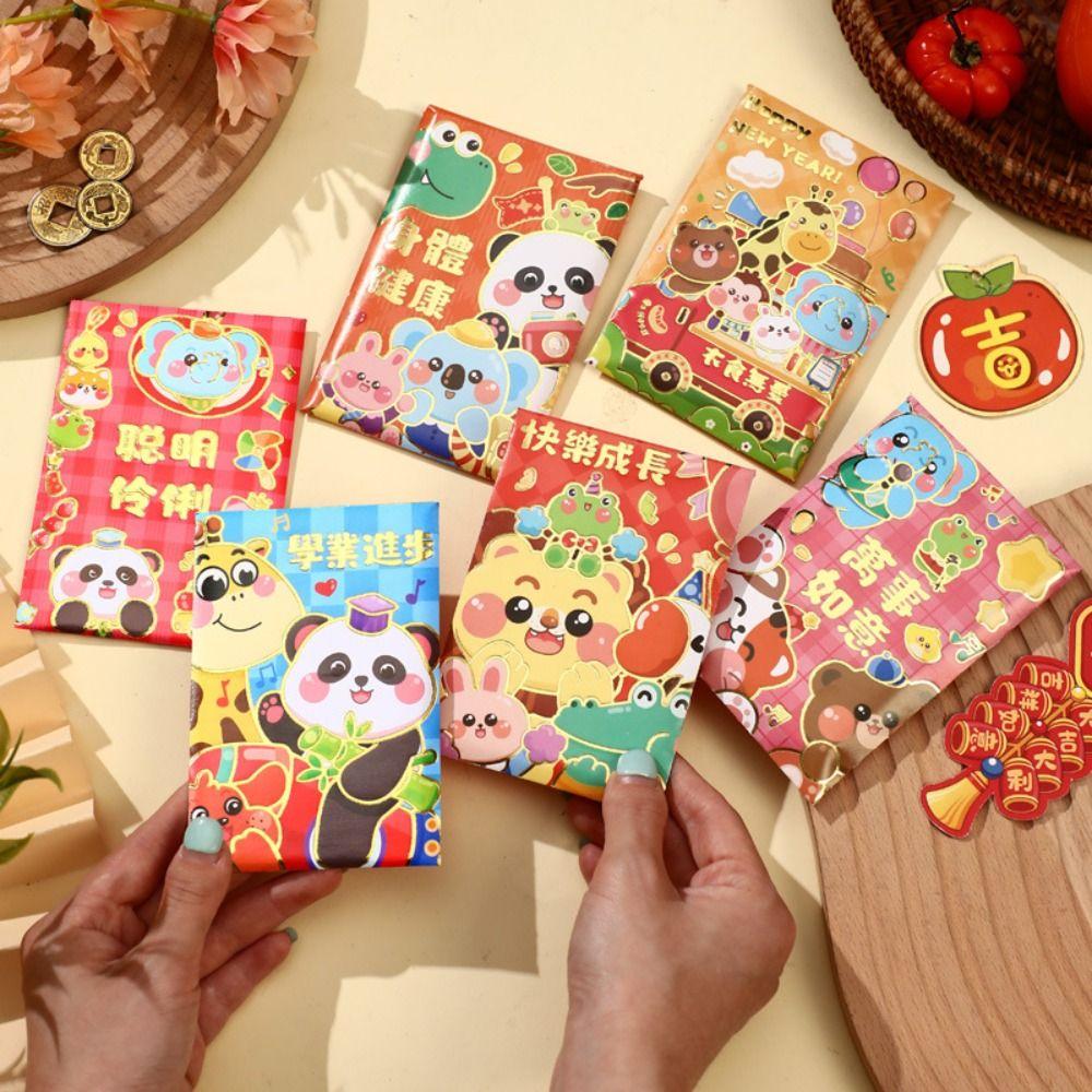 6pcs Traditional New Year Money Bag Blessing Money Packet Lucky Red Pocket  Celebration Party