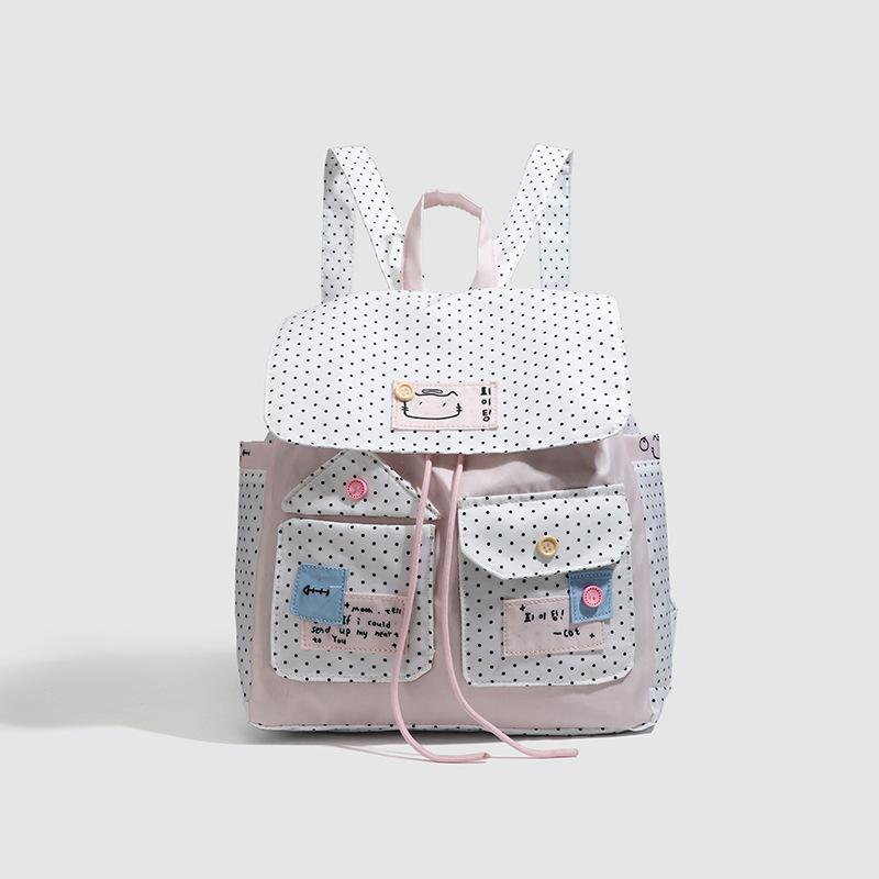 High value large capacity floral canvas backpack niche design girl heart student class backpack commuter schoolbag