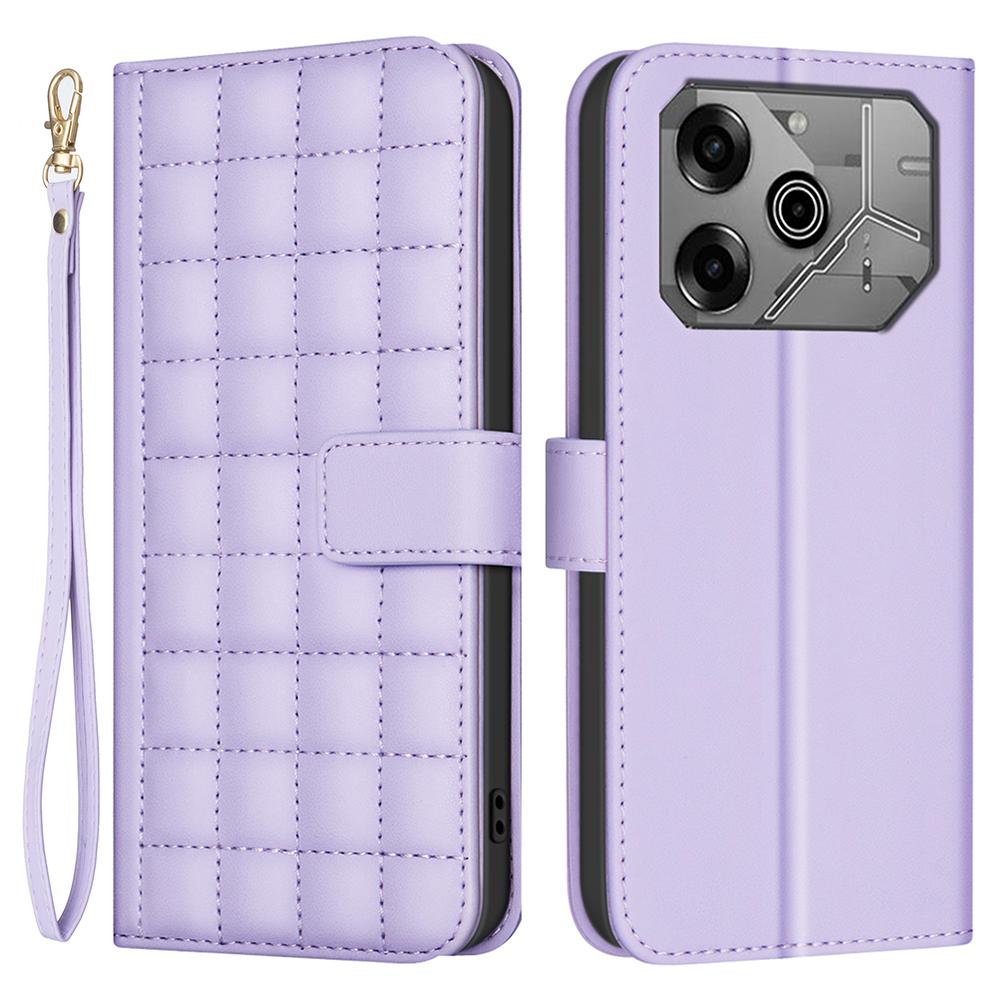 

For TECNO Pova 6 4G/Pova 6 Pro 5G Leather Case Square Grid Phone Cover Light Purple