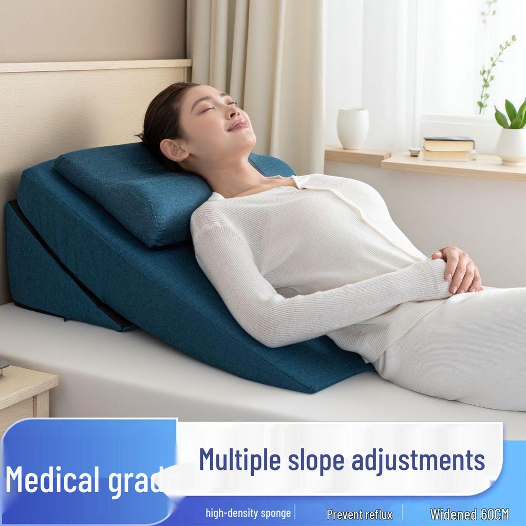 Removable Washable Linen Triangular Cushion for Elderly High-Density Anti-Reflux Bedside Backrest