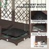 Raised Garden Bed with Trellis, Plastic Planter Box with Drainage Holes, Drain Plugs and Water Reservoirs for Climbing Plants, Vegetables, Flowers