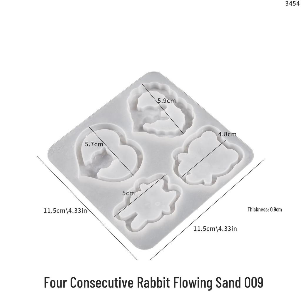 DIY Silicone Mold for Epoxy Resin Mirror, Earring, Pendant, Keychain - Sweet Cone, Heart, Rabbit, Cat & Flowing Sand Designs