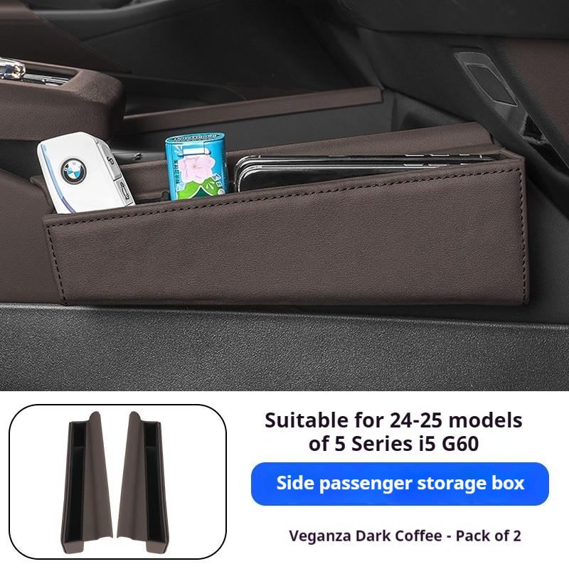 

For BMW 5 Series i5 G60 2025-2025 Car Center Console Storage Box PU Leather Auto Seat Crevice Storage car Interior Accessories темный кофе