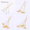 18K Gold Plated Head Pins DIY Earrings Findings,Brass Flower Head Pins For Jewelry Making Supplies Accessories
