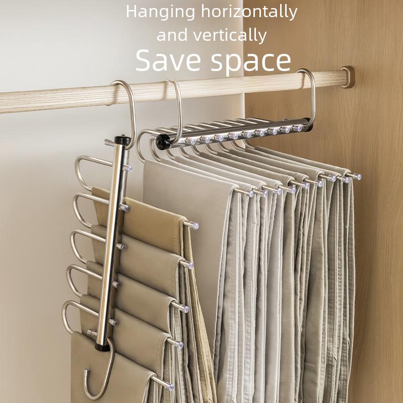 Telescopic Foldable Multi-Layer Trouser Rack Hanger – Magic Wardrobe Storage Clip