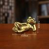 1Pcs Mini Lotus Leaf Frog Figurines Sleeping Position Frog Brass Ornament Copper Animal Tea Pet Home Decorations Antique Crafts+