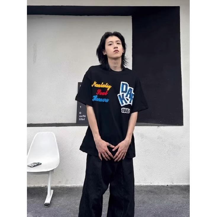 Summer Men's Casual All-Matching Printed T-shirt Loose Trendy Couple's Tops