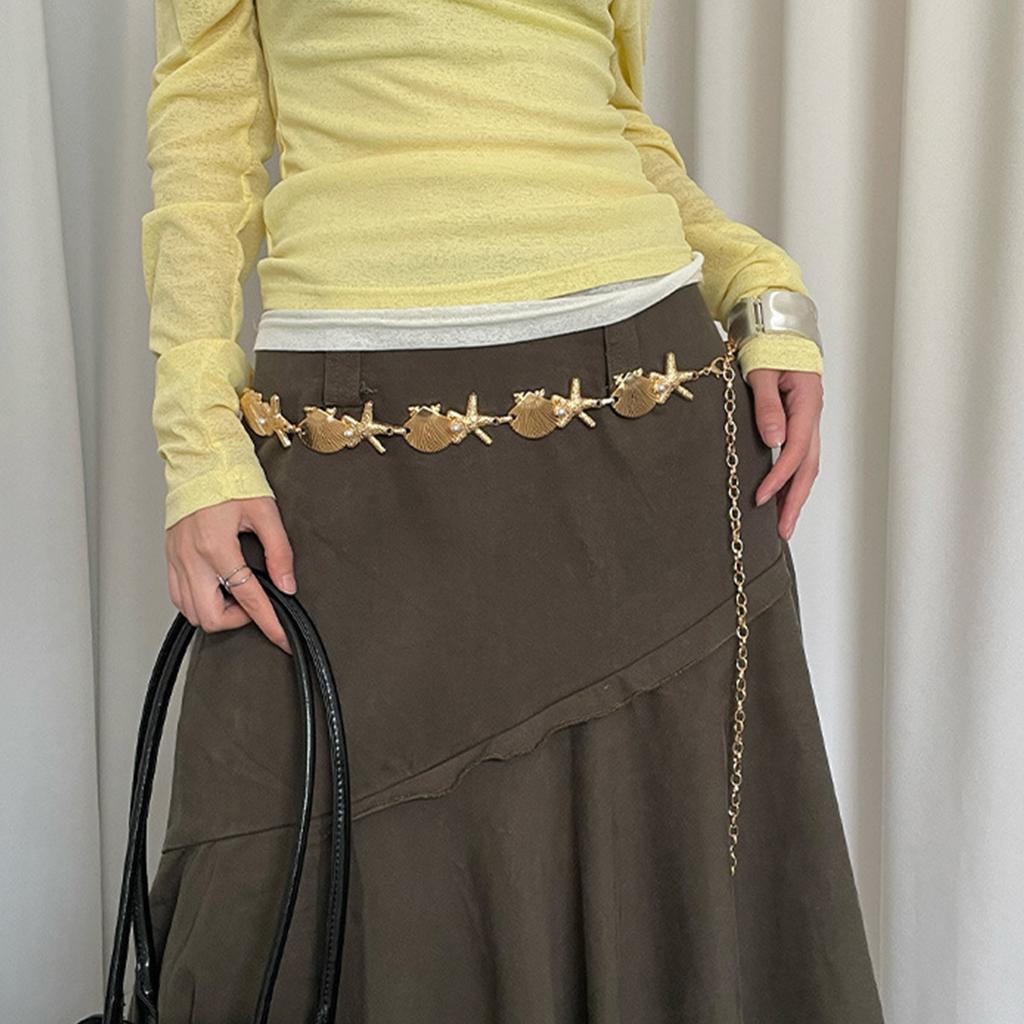 Metal Shell Starfish Waist Chain Adjustable Length Body Jewelry Gift for Fashion Forward Women And Ocean Lovers