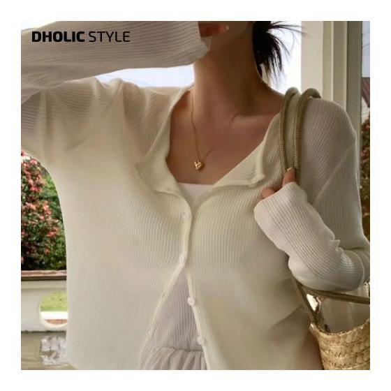 Ladies Korean fashion dholic summer summer ss [beidelli made] round rib cardigan p652900 knit cardigan 100% acrylic slim fit long sleeve beidelli