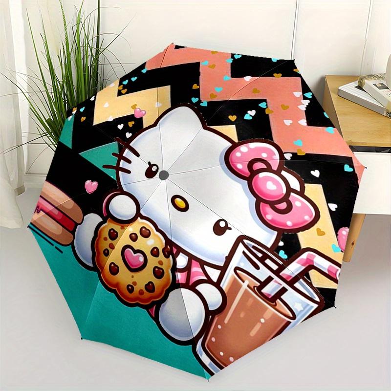 

Hello Kitty,Chocolate Automatic Umbrella-Foldable, Durable 8-Bone Design, Compact and Stylish, Great for Camping, Halloween, Christmas, Moth