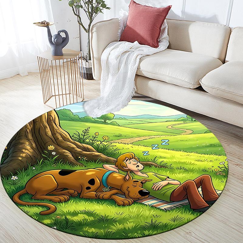 Scooby‑Doo Round Area Rug,Carpet Rug for Living Room Bedroom Sofa Playroom Decor,Non-slip Floor Mat