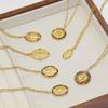European and American Retro Pendant Necklace: 18K Titanium Steel with Colored Zirconia Luxury Collarbone Chain