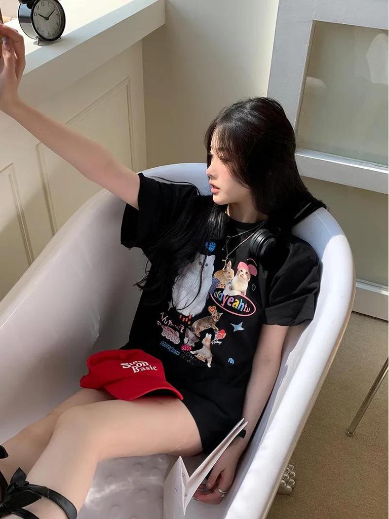 100% Pure Cotton Women's Short-Sleeve T-Shirt - Trendy Korean Style, Loose Fit, Versatile, Street Fashion, Whitening, Perfect for Couples.