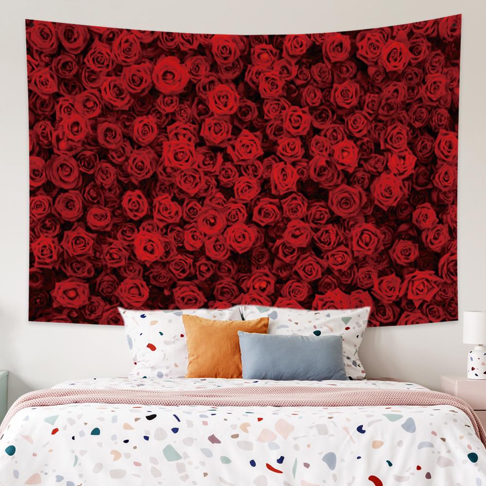 Beautiful Rose Bush Tapestry Wall Hanging Romantic Fresh Daisy Ins Style Wedding Party Background